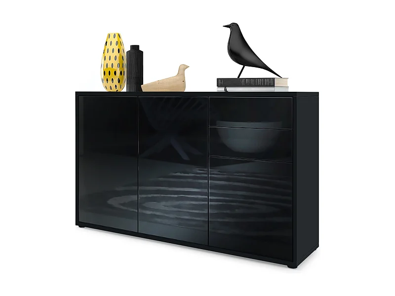 KOMMODE Ben Front in Schwarz Hochglanz