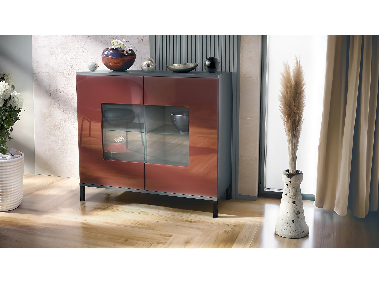 KOMMODE Grömitz Bordeaux Hochglanz