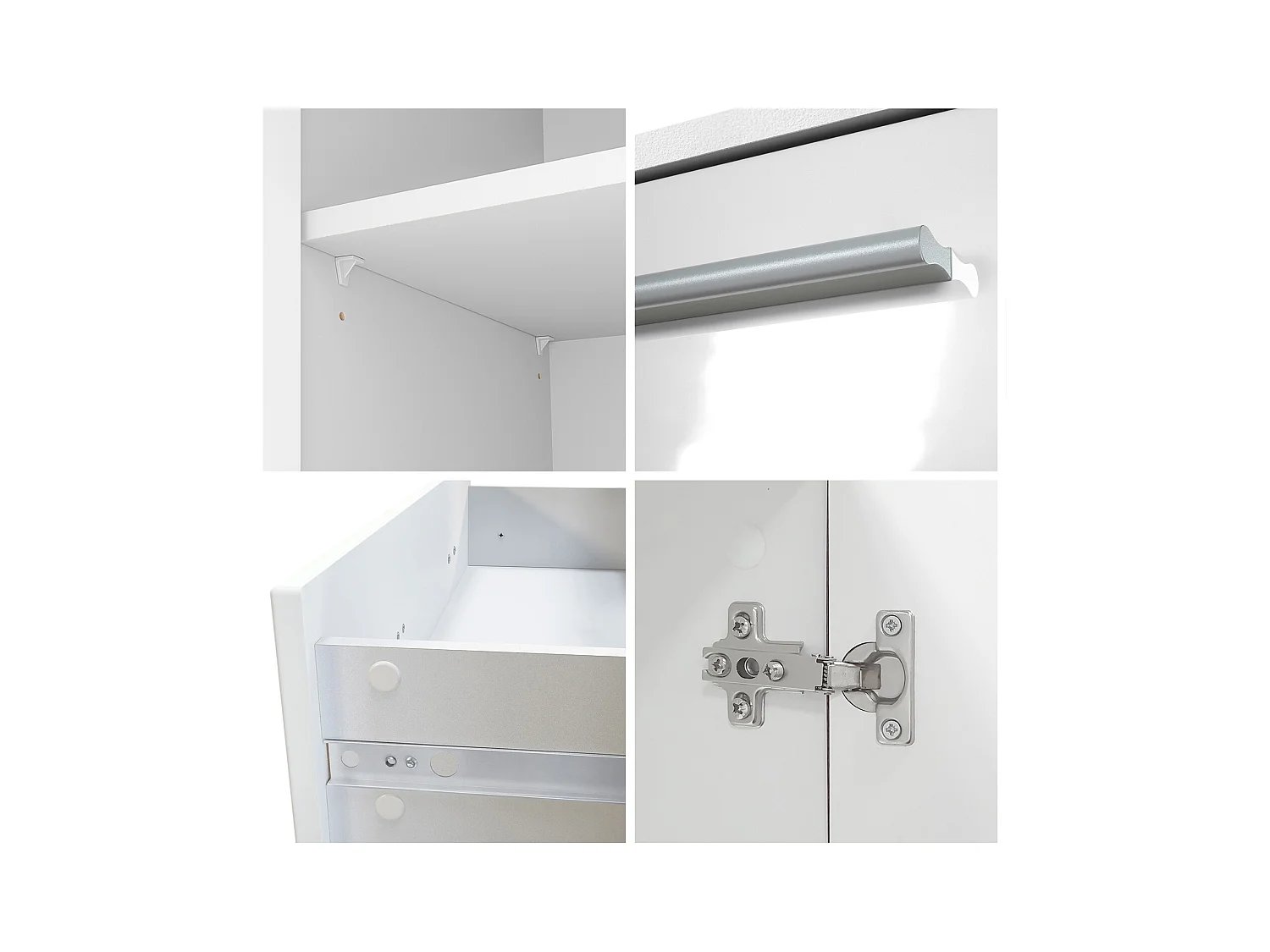 Le Buffet Haut Aron bahut avec 2 tiroirs et 4 portes avec un total de 8 compartiments derrière, blanc mat/blanc haute brillance (166,5 x 106,5 x 35 cm)