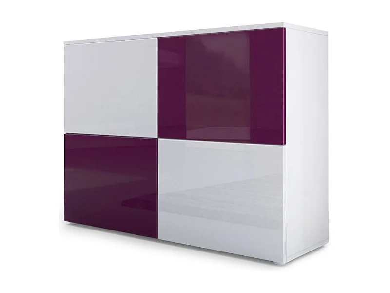 KOMMODE Rova Weiß Hochglanz / Brombeer Hochglanz