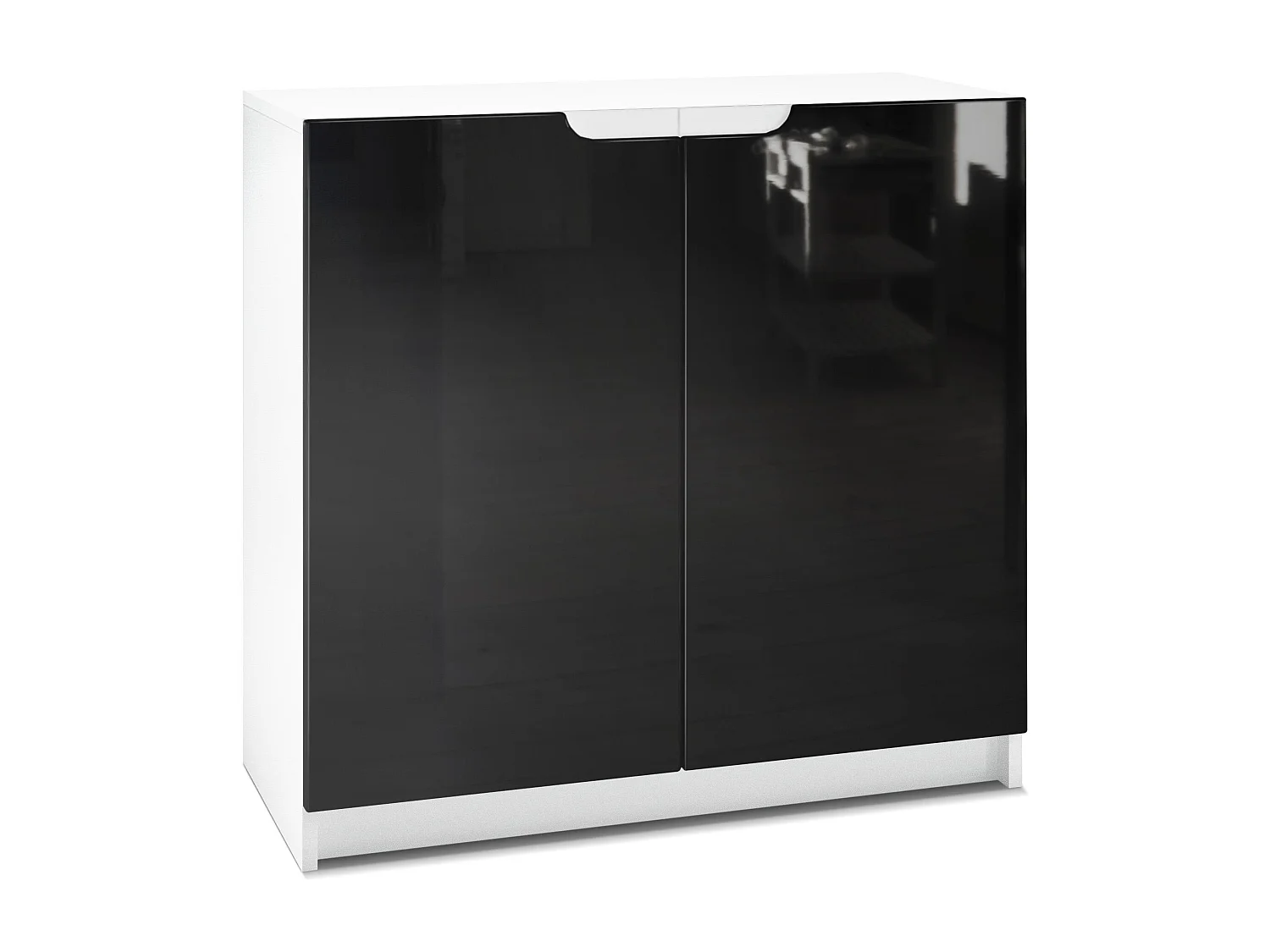 Madia Logan, mobile a 2 ante, bianco opaco/nero lucido (82 x 78 x 37 cm)