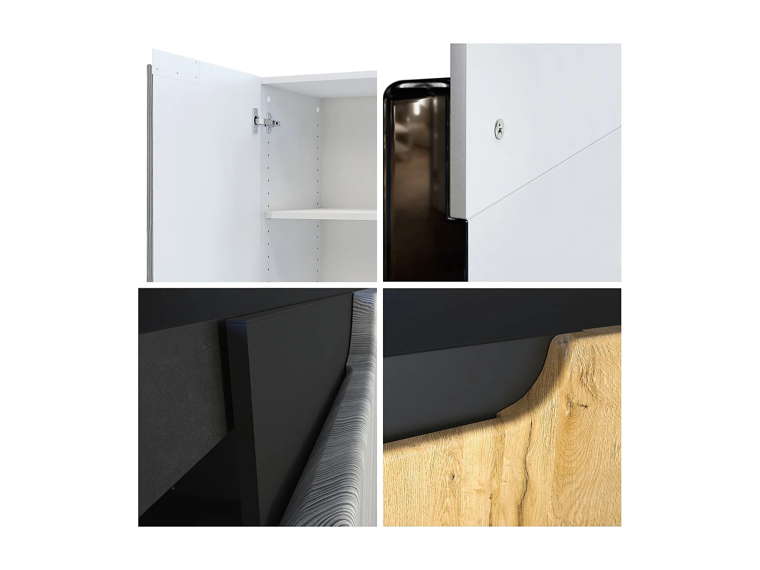Madia Logan, mobile a 2 ante, bianco opaco/nero lucido (82 x 78 x 37 cm)
