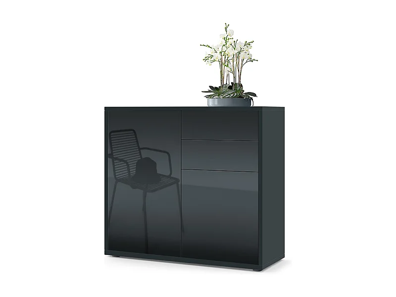 KOMMODE Ben Front in Schwarz Hochglanz
