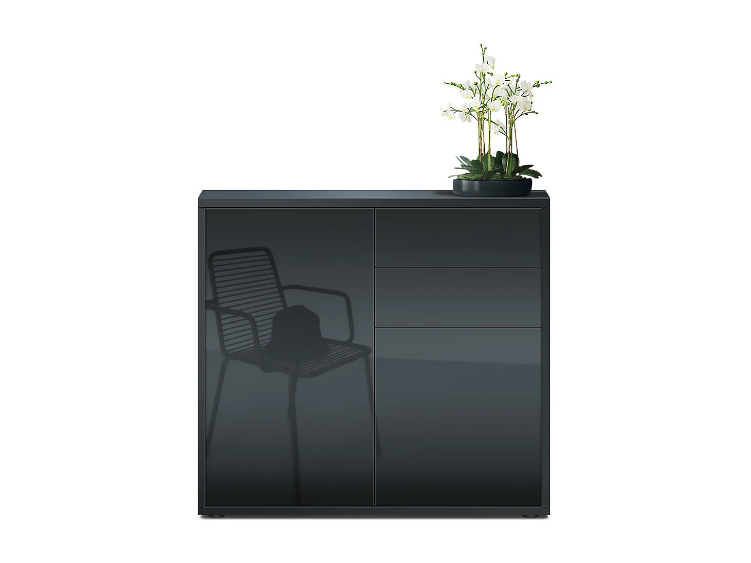 KOMMODE Ben Front in Schwarz Hochglanz