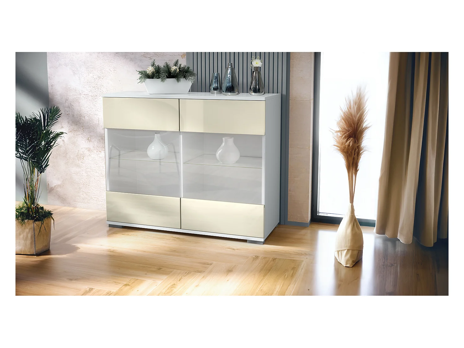 KOMMODE Bari Creme Hochglanz