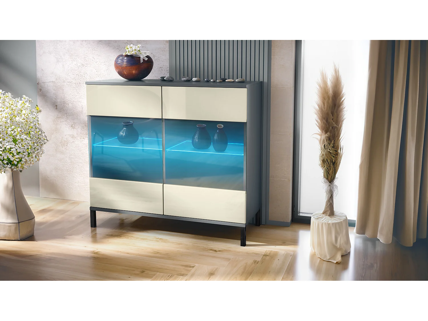 KOMMODE Bari Creme Hochglanz