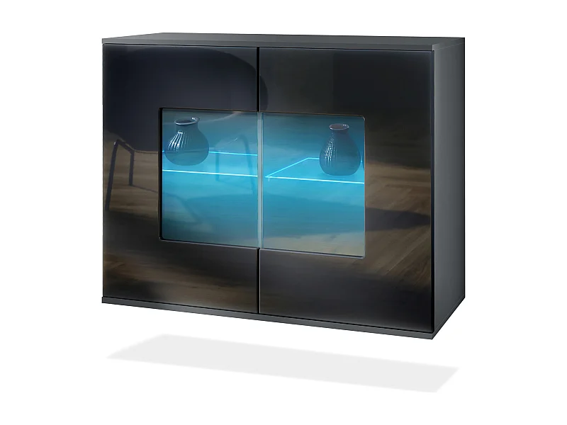 KOMMODE Grömitz Schwarz Hochglanz