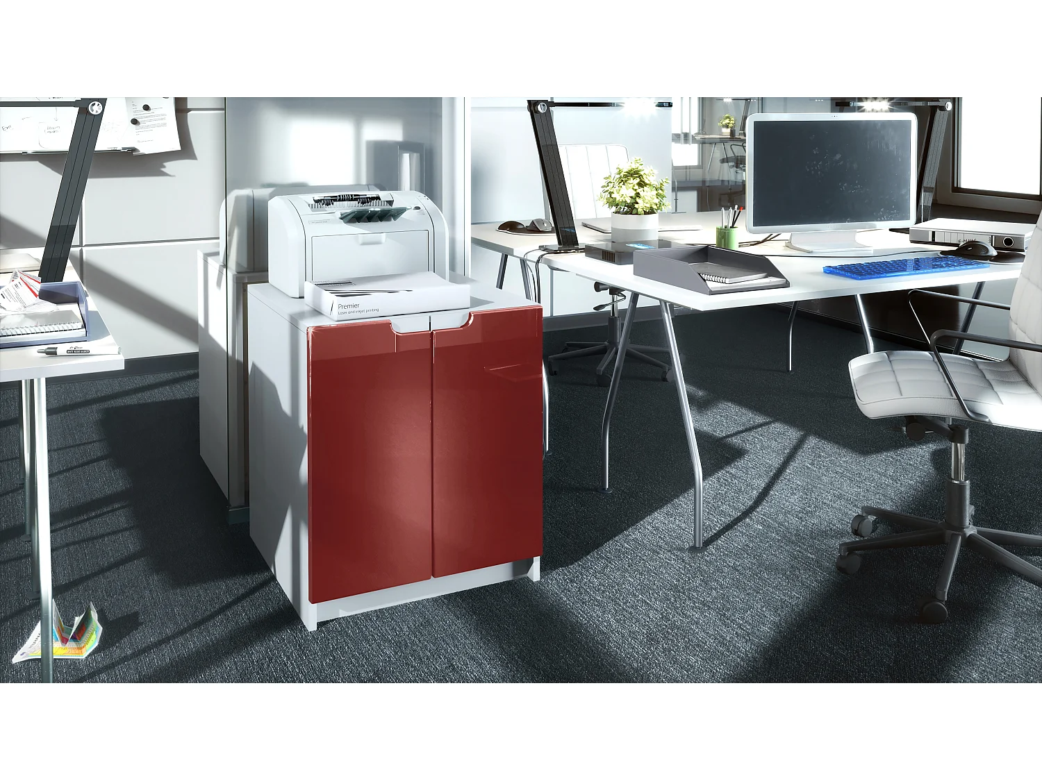 KOMMODE Logan Fronten in Bordeaux Hochglanz