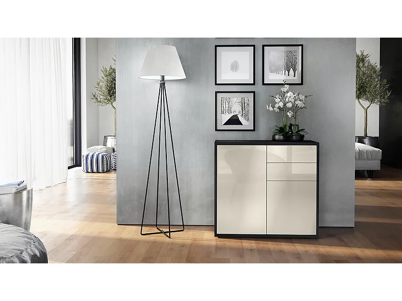 KOMMODE Ben Front in Creme Hochglanz