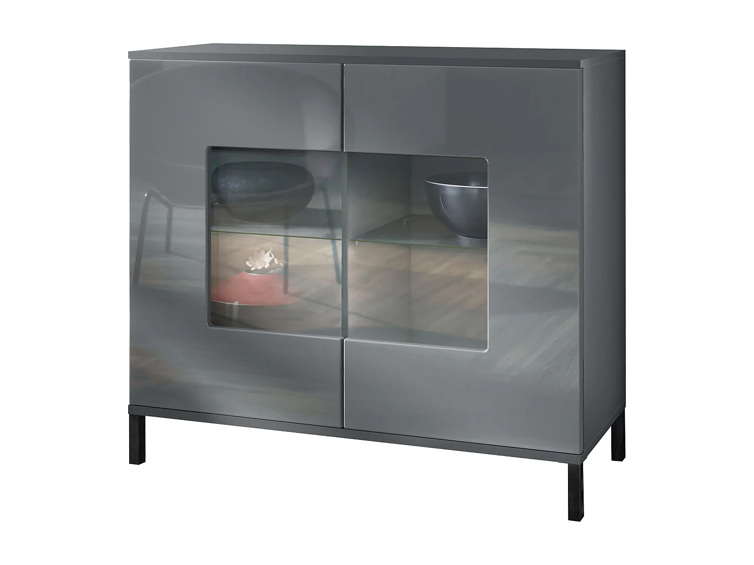 KOMMODE Grömitz Grau Hochglanz