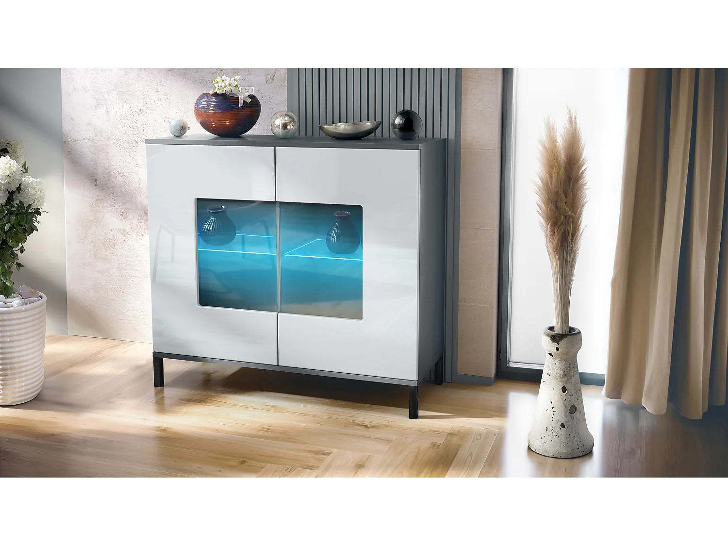 KOMMODE Grömitz Weiß Hochglanz