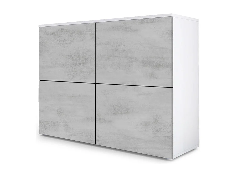 Madia  Rova, Mobile a 4 ante, Bianco opaco/Ossido di cemento (92 x 72 x 35 cm)