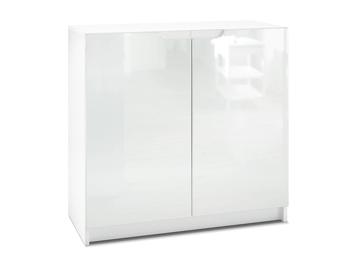 Madia Logan, mobile a 2 ante, bianco opaco/bianco lucido (82 x 78 x 37 cm)