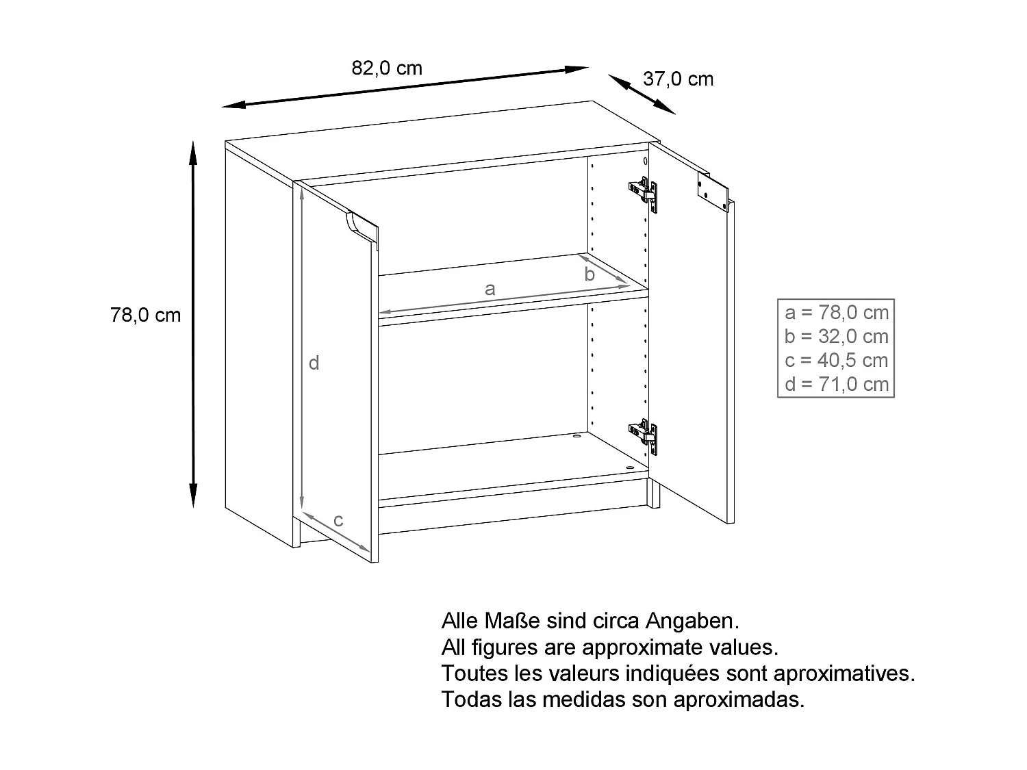 Madia Logan, mobile a 2 ante, bianco opaco/bianco lucido (82 x 78 x 37 cm)