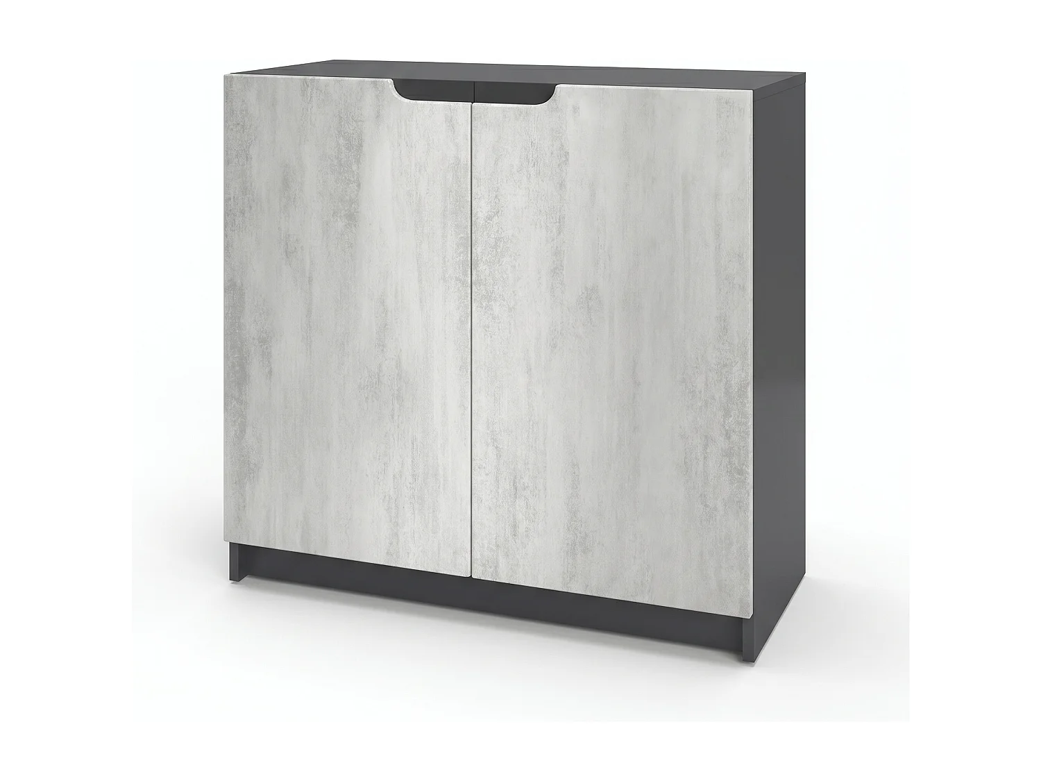Madia Logan, mobile a 2 ante, nero opaco/ottica cermento ossido (82 x 78 x 37 cm)