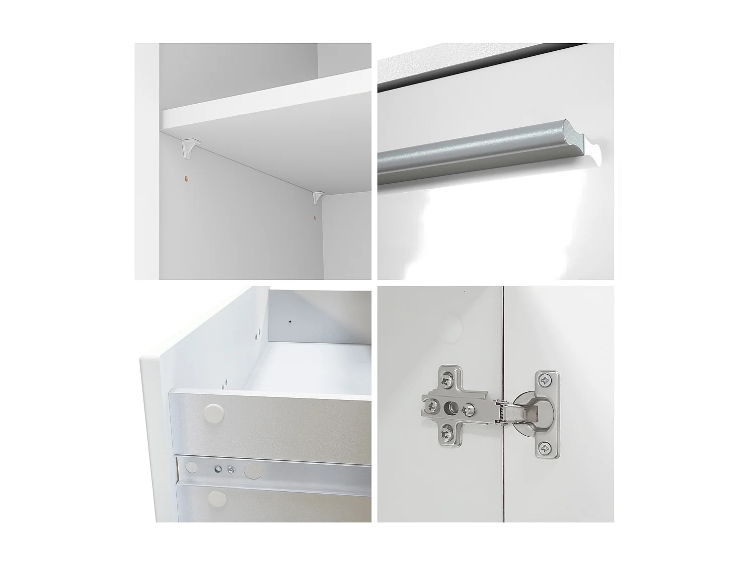 Highboard Aron Sideboard with 2 drawers and 4 doors with a total of 8 compartments behind, bianco opaco/violetto porpora lucido (166.5 x 106.5 x 35 cm)