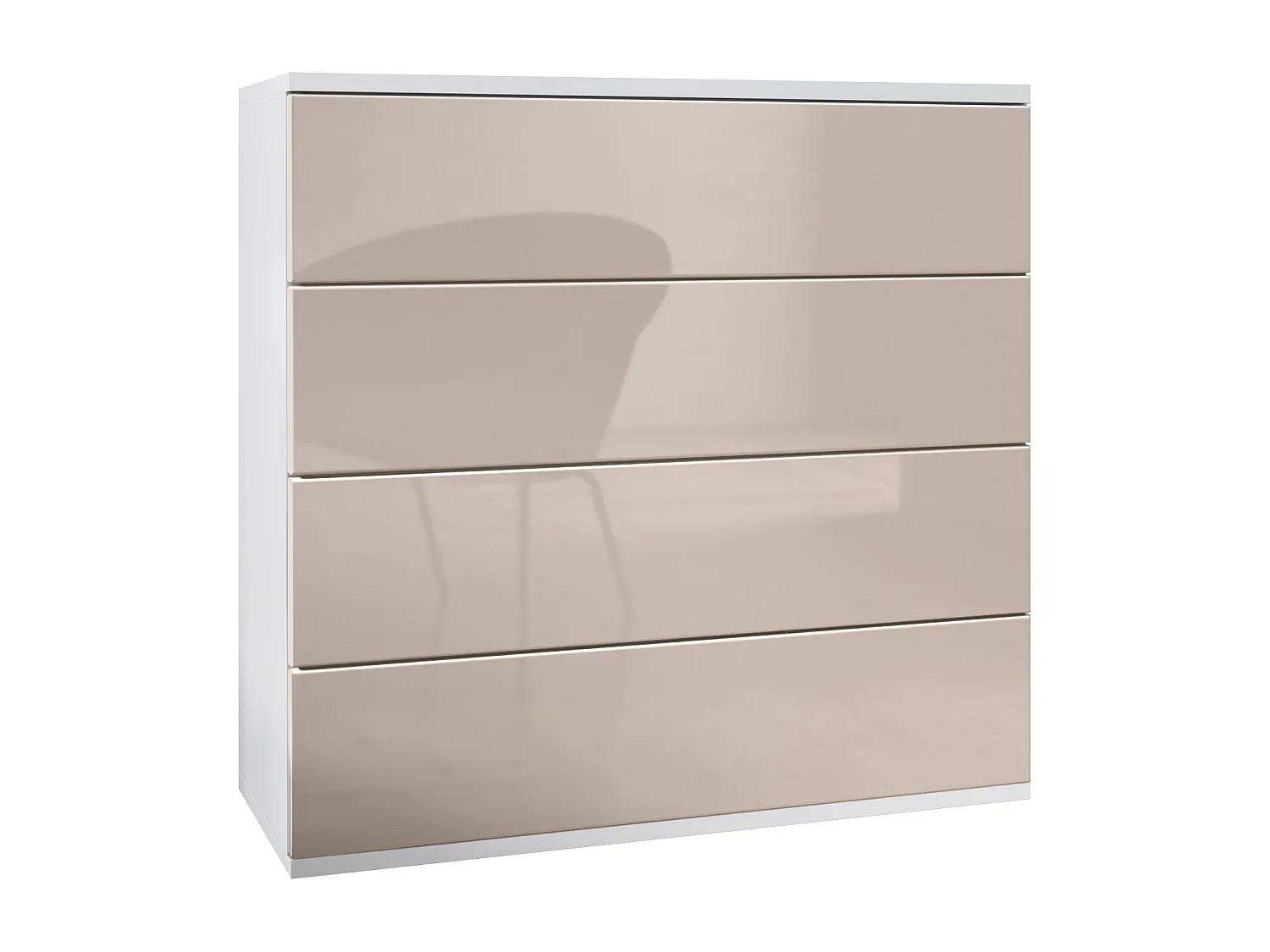 Cassettiera sospesa Pavos V3, Credenza con 4 cassetti bianco opaco/grigio sabbia lucido (76 x 76 x 35 cm)