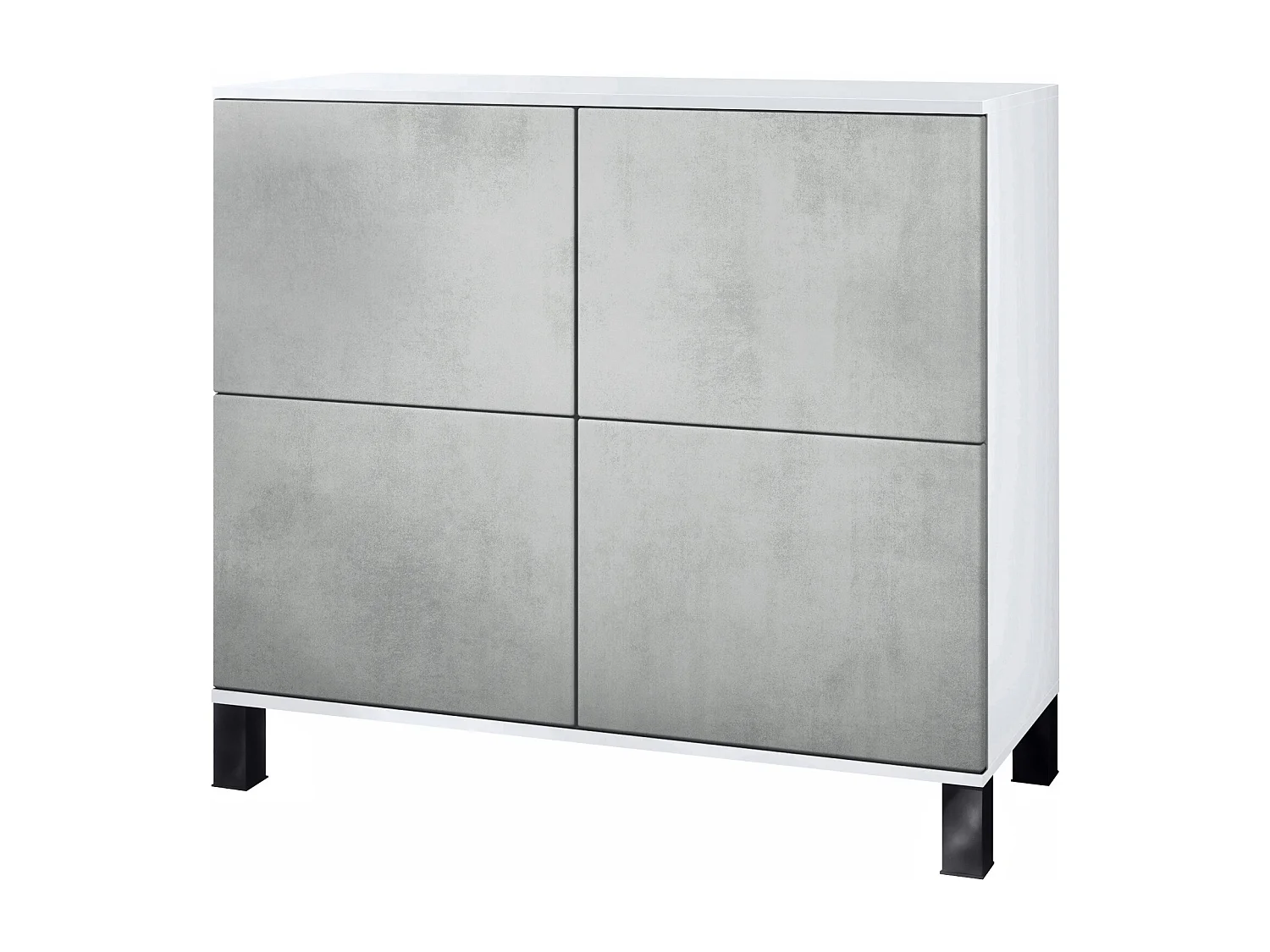 Credenza Rova V3 – Mobile da cucina moderno con 4 ante Push-to-Open bianco opaco / ottica cermento ossido (92,5 x 84.5 x 35)