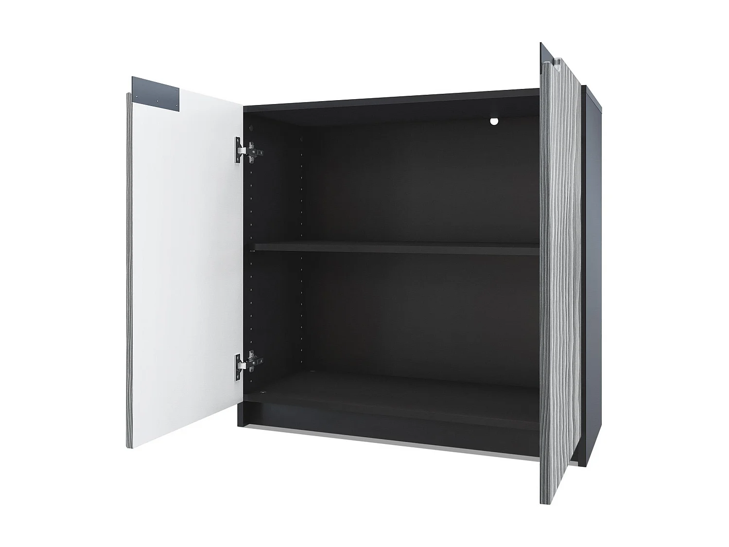 Madia Logan, mobile a 2 ante, nero opaco/rovere naturale (82 x 78 x 37 cm)