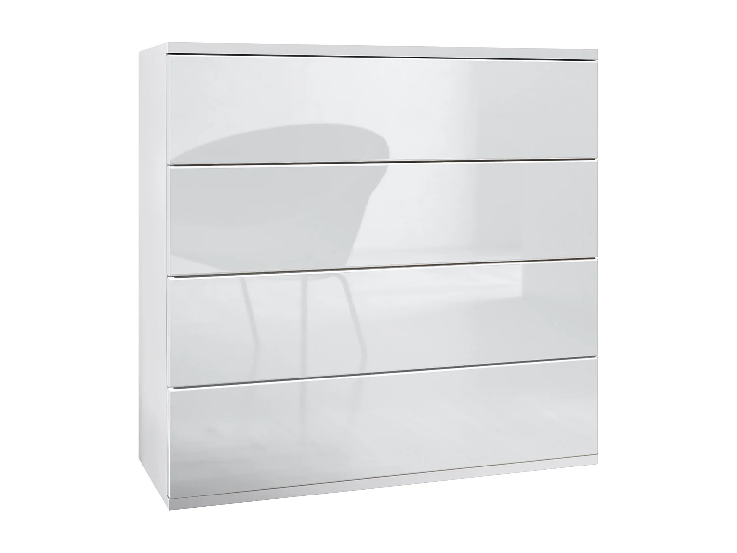 Cassettiera sospesa Pavos V3, Credenza con 4 cassetti bianco opaco/bianco lucido (76 x 76 x 35 cm)
