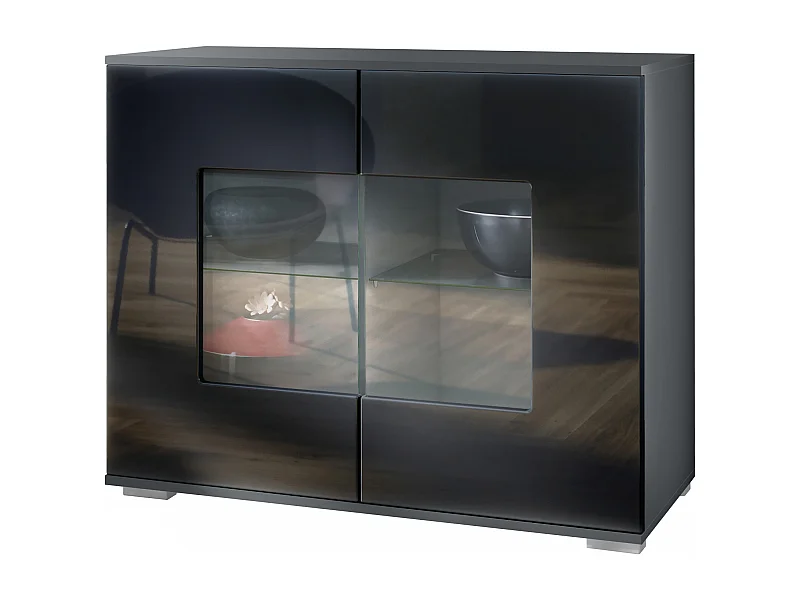 KOMMODE Grömitz Schwarz Hochglanz