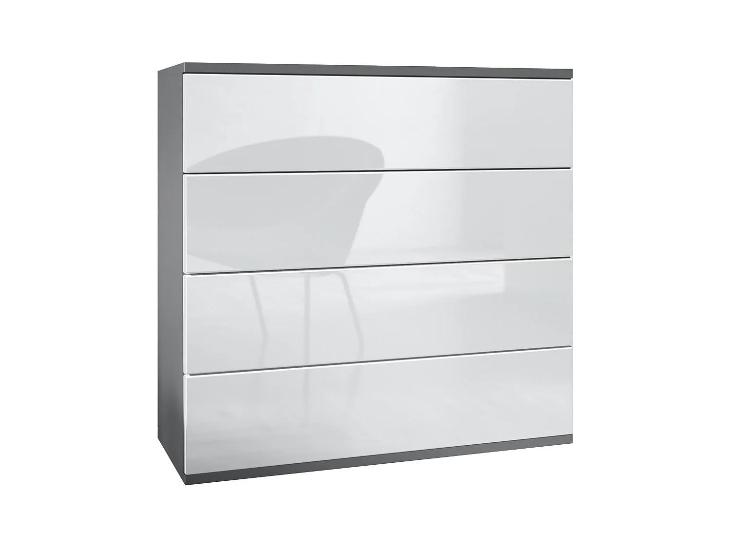 Commode suspendue Pavos V3, Buffet avec 4 tiroirs anthracite mat/blanc haute brillance (76 x 76 x 35 cm)