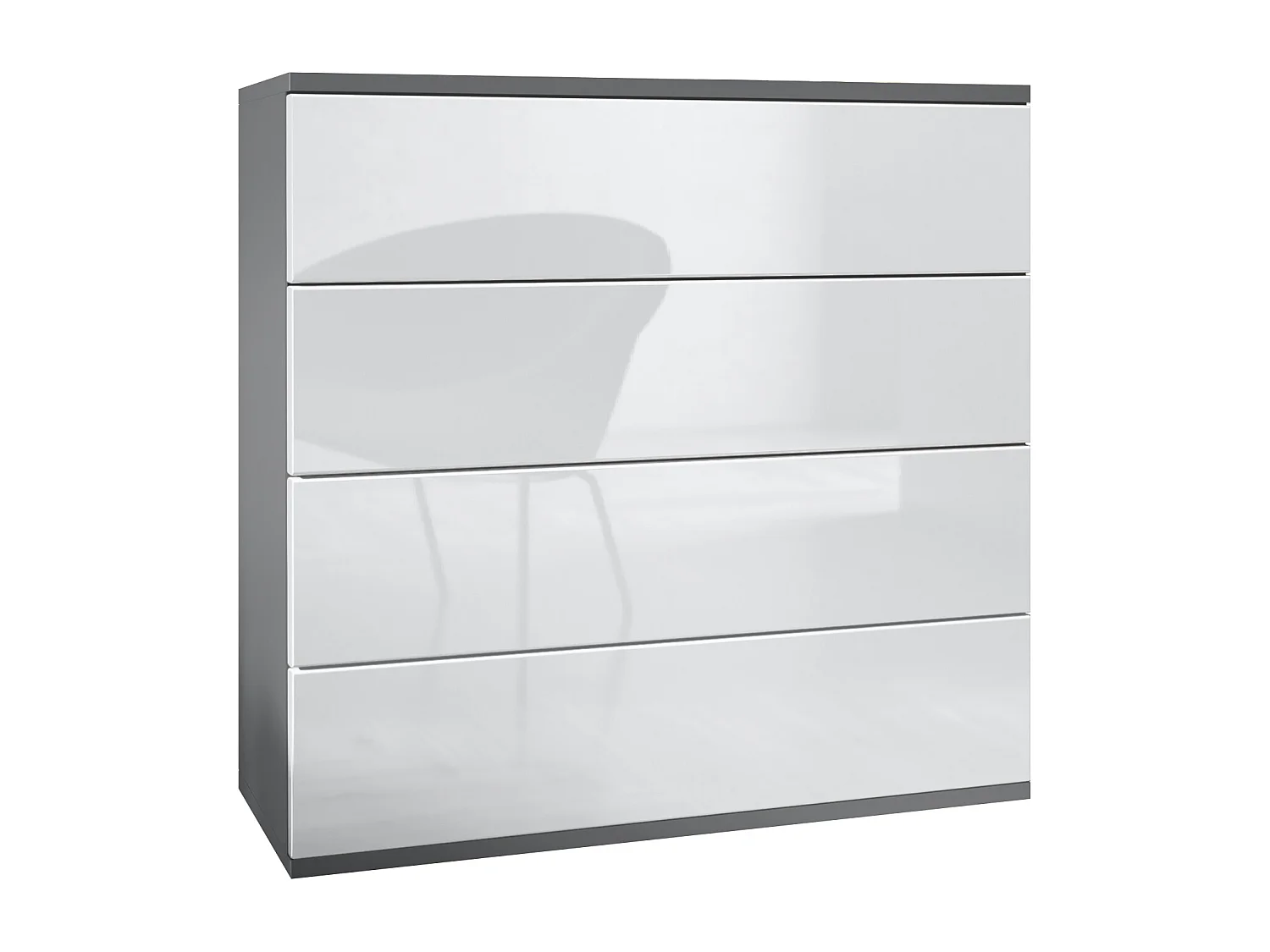 Cassettiera sospesa Pavos V3, Credenza con 4 cassetti antracite opaco /bianco lucido (76 x 76 x 35 cm)