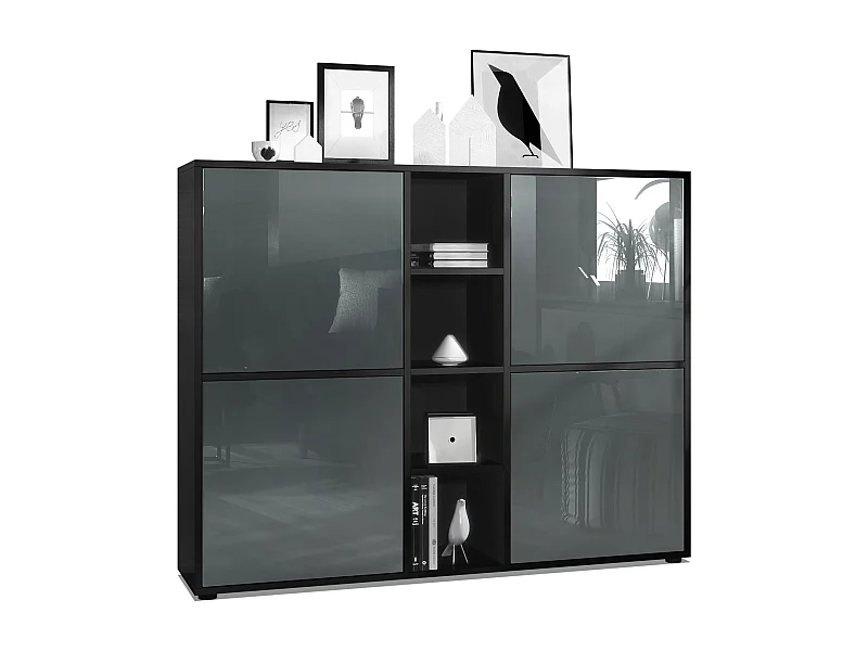 HIGHBOARD Cuba Türen in Grau Hochglanz