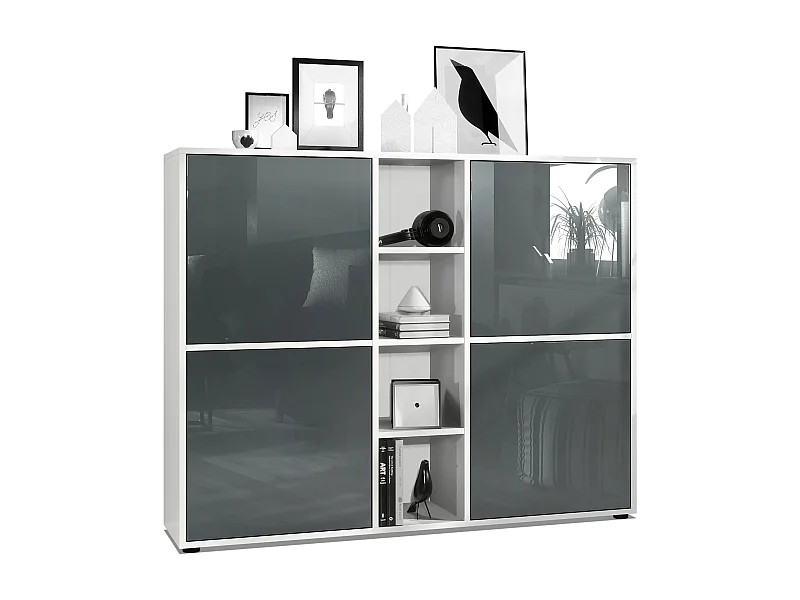 HIGHBOARD Cuba Türen in Grau Hochglanz