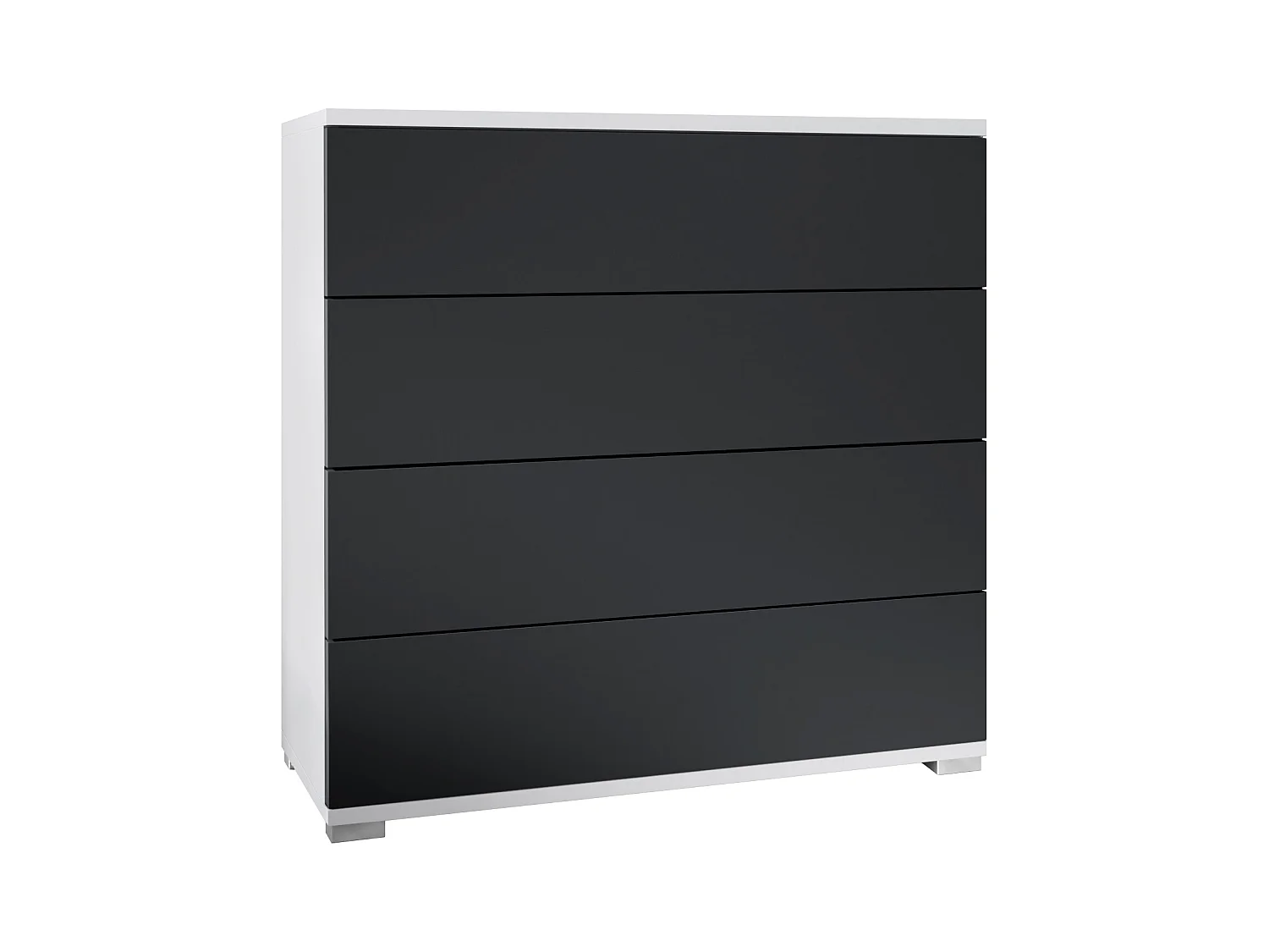 Commode  Pavos V3, Buffet avec 4 tiroirs blanc mat/noir mat (76 x 76 x 35 cm)