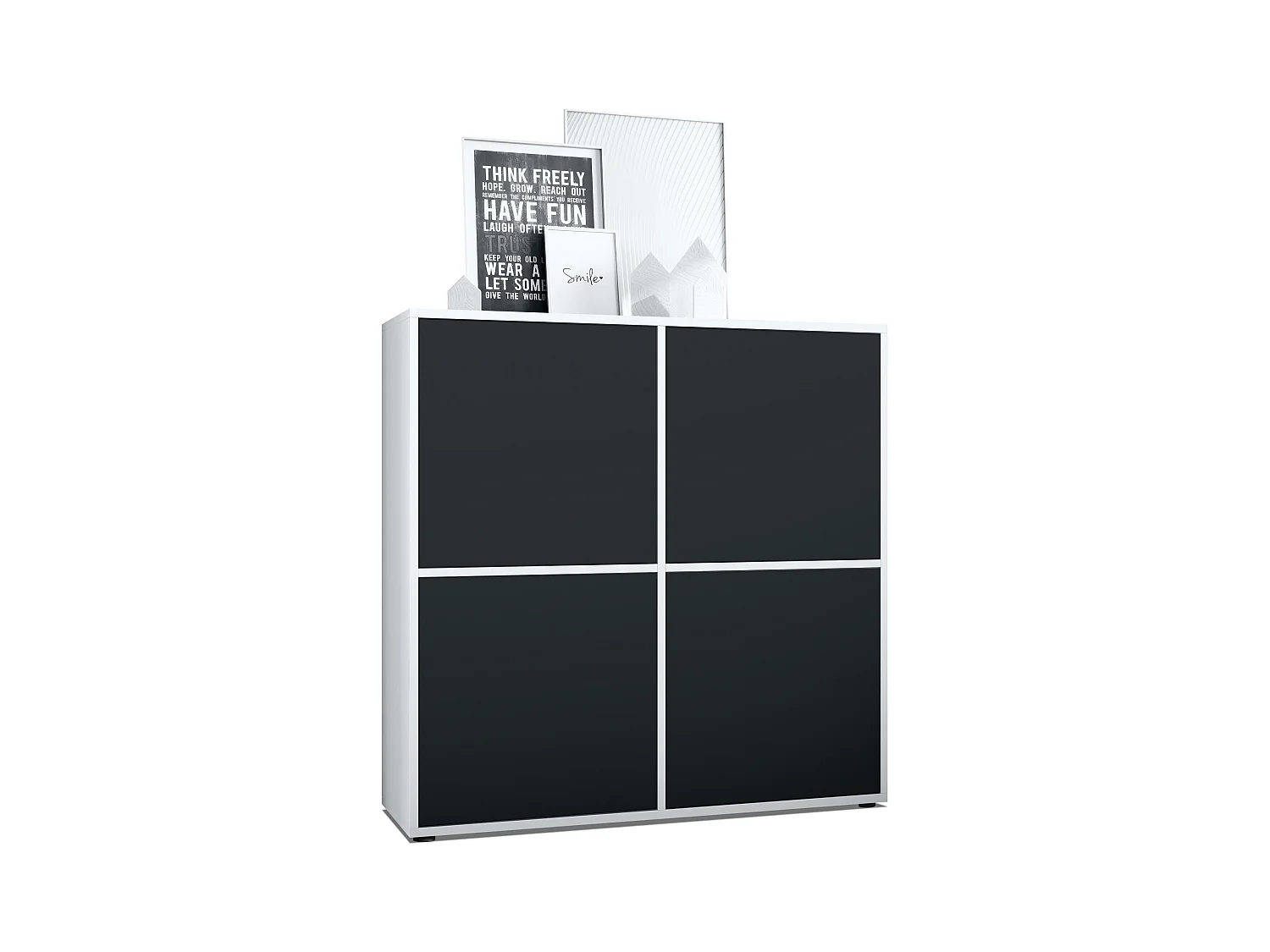Aramario - Alacena Cuba V2 armario 104 x 105.5 x 35.5 cm armario - alacena con 8 compartimentos, cuerpo en blanco mate frentes en Negro mate
