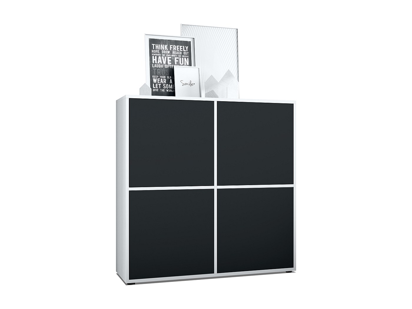 Credenza moderna con 4 ante, colore legno, diversi spazi di archiviazione, stabile e durevole, design pratico per soggiorno e sala da pranzo, 160,5 x 35,5 x 78 cm