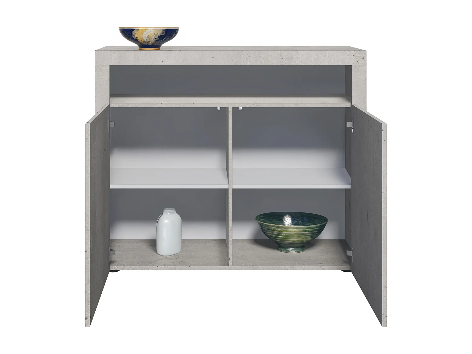 Cassettiera Denver, credenza con 2 ante e 1 vano a giorno, ottica cermento ossido (107 x 88 x 35 cm)