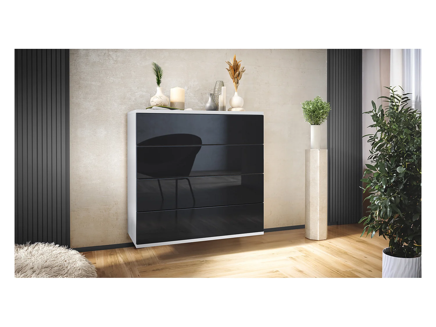 KOMMODE Pavos Schwarz Hochglanz