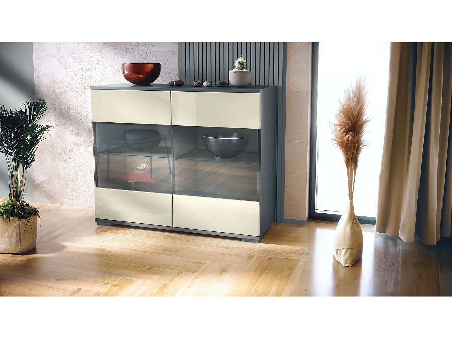 KOMMODE Bari Creme Hochglanz