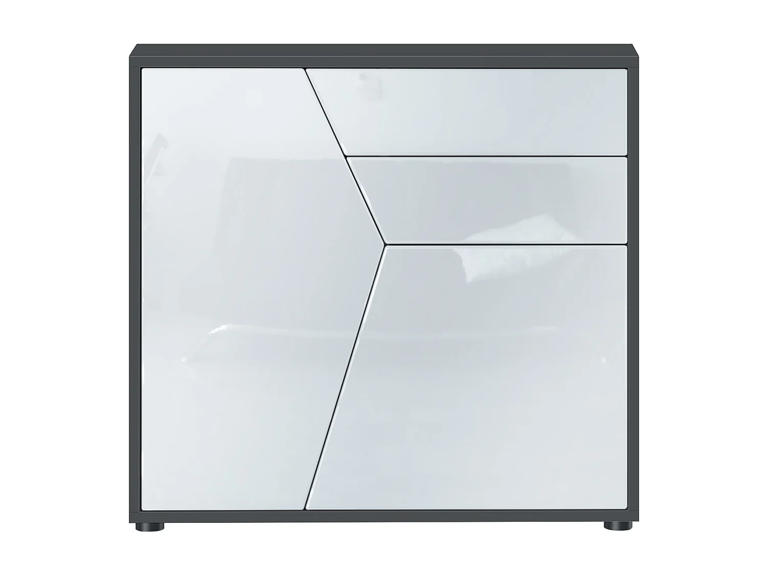 KOMMODE Benny Fronten in Weiß Hochglanz