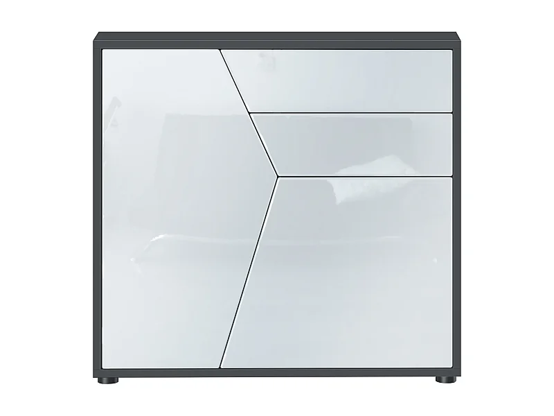 KOMMODE Benny Fronten in Weiß Hochglanz