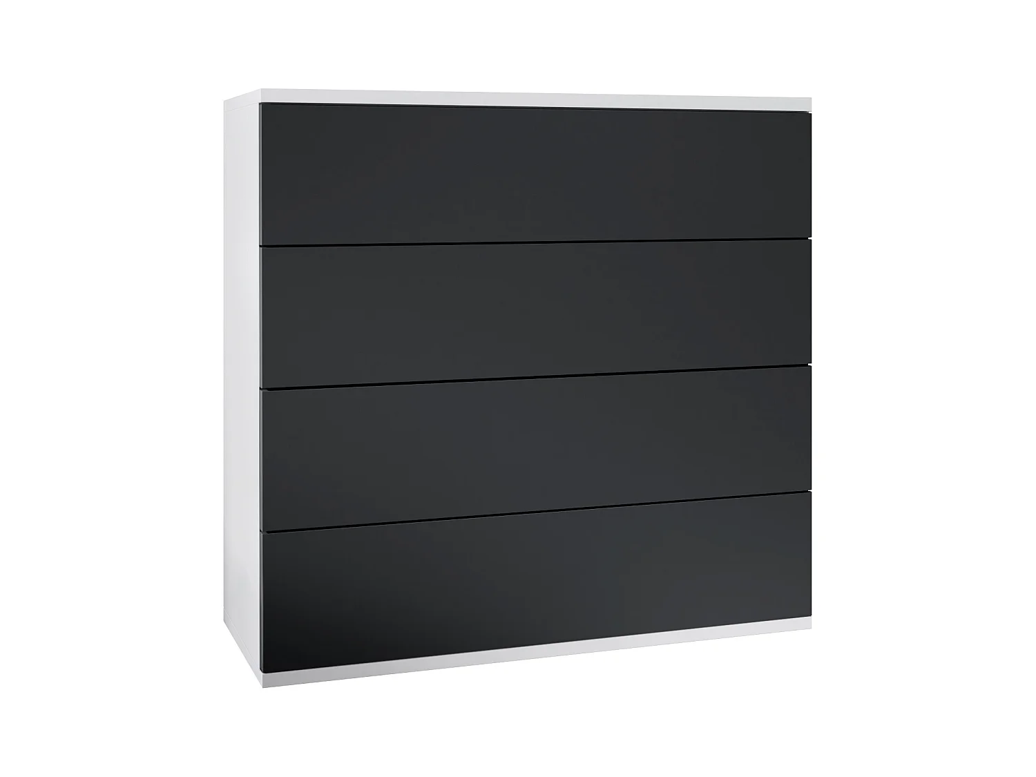 Commode suspendue Pavos V3, Buffet avec 4 tiroirs blanc mat/noir mat (76 x 76 x 35 cm)