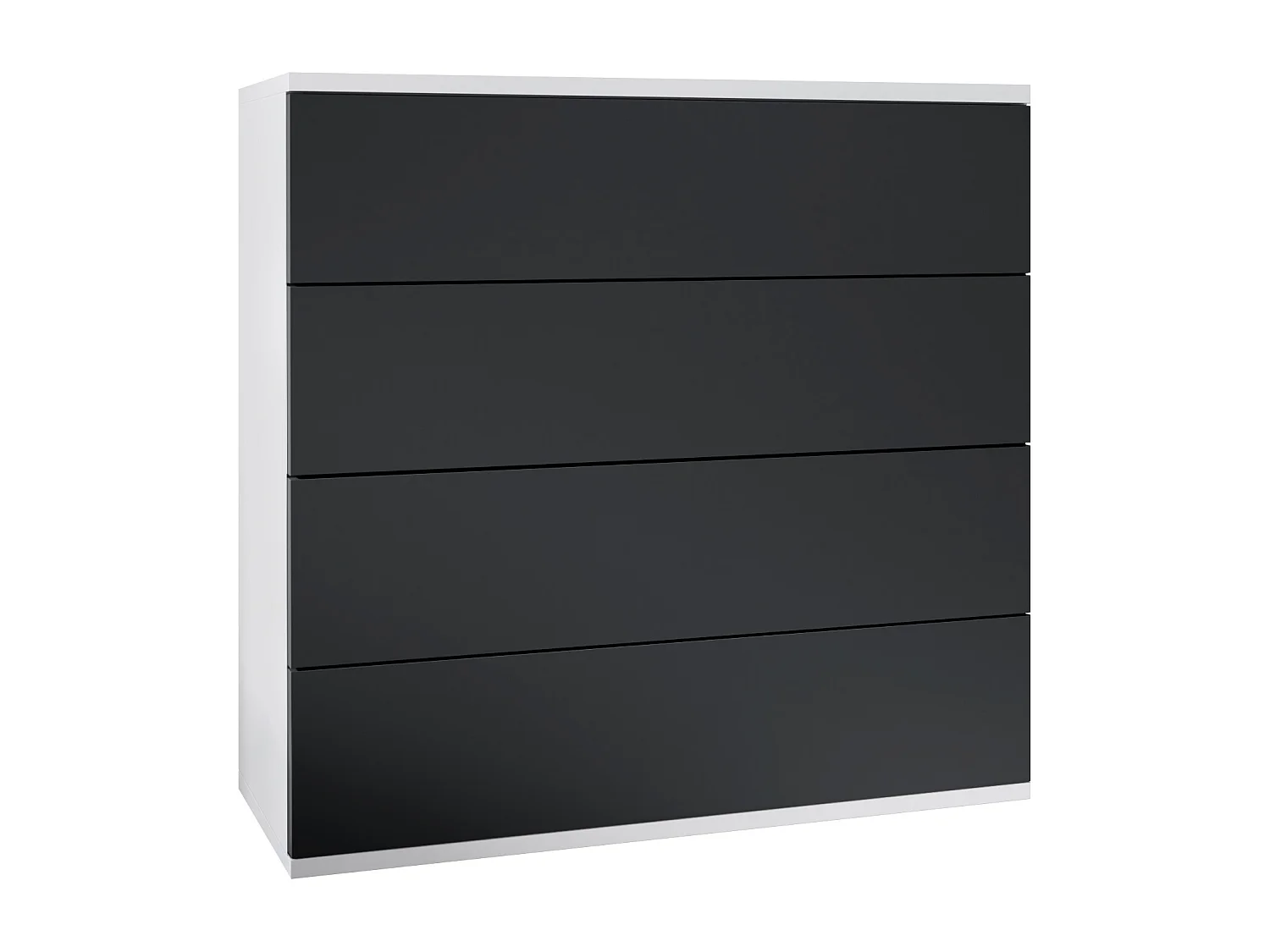 Cassettiera sospesa Pavos V3, Credenza con 4 cassetti bianco opaco/nero opaco (76 x 76 x 35 cm)