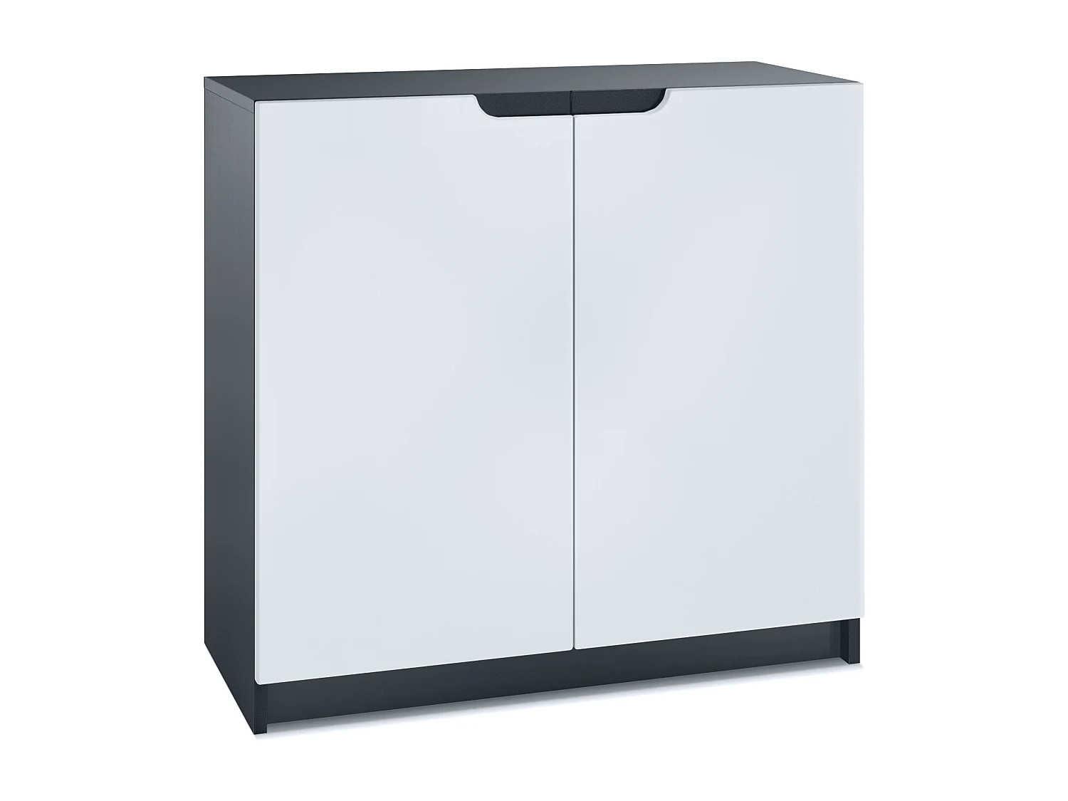 Buffet Logan, Commode avec 2 portes, noir mat/blanc mat (82 x 78 x 37 cm)