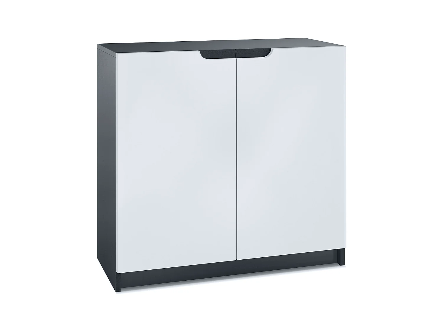 Cajonera Logan, Cómoda con 2 Puertas, negro mate/blanco mate (82 x 78 x 37 cm)