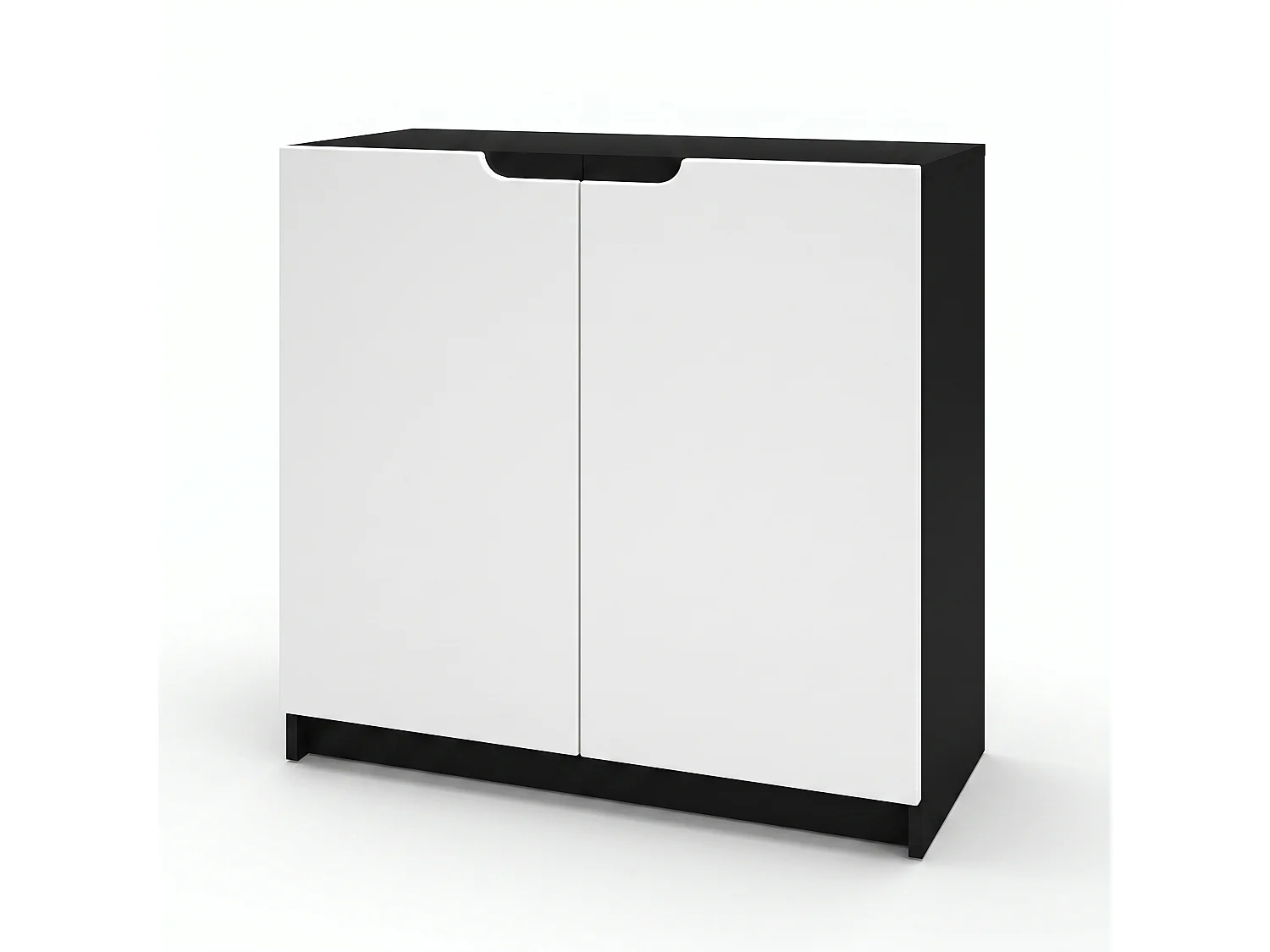 Madia Logan, mobile a 2 ante, nero opaco/bianco opaco (82 x 78 x 37 cm)