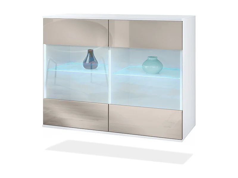 KOMMODE Bari Sandgrau Hochglanz