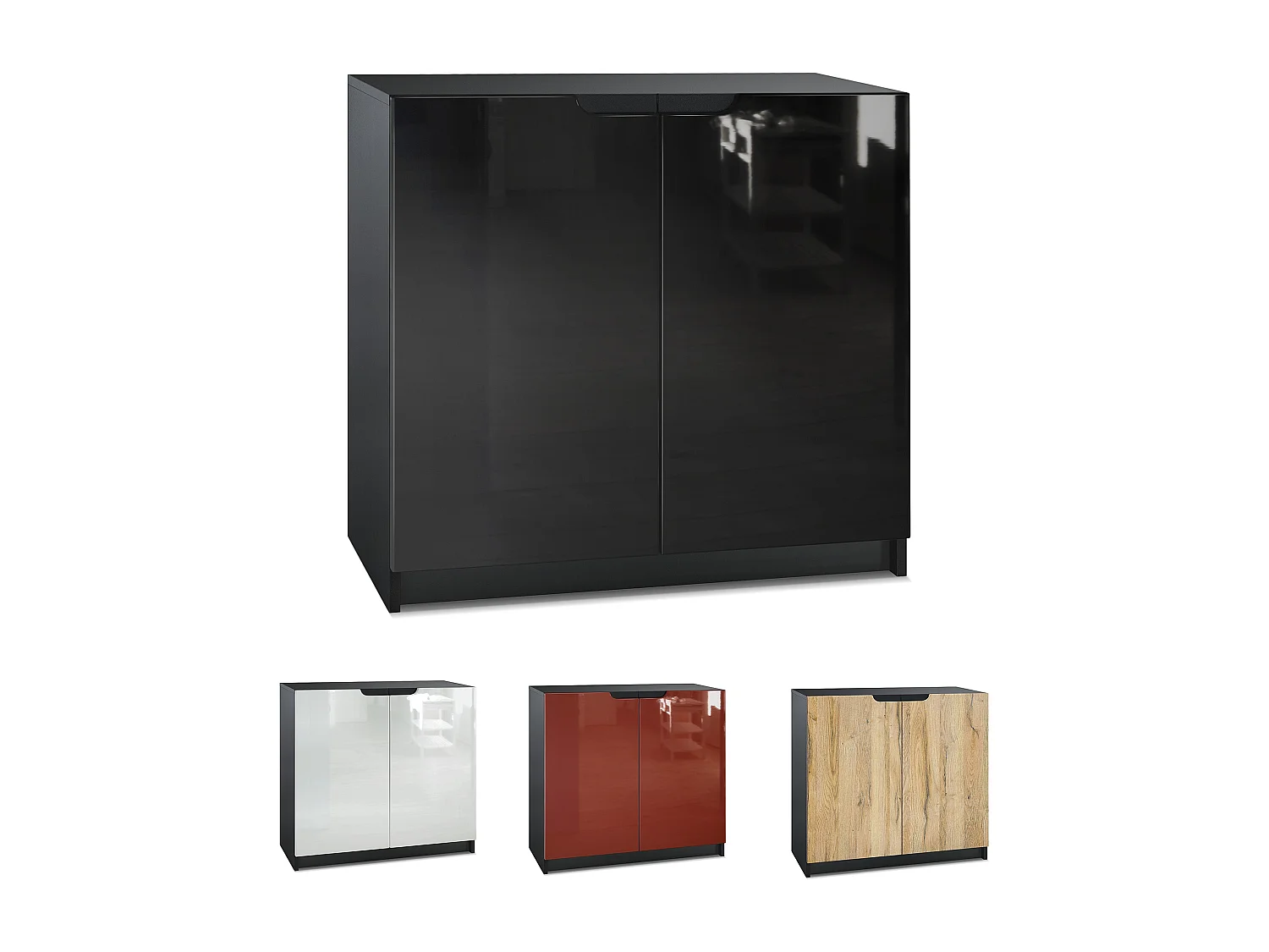 Madia Logan, mobile a 2 ante, nero opaco/grigio chiaro semilucido (82 x 78 x 37 cm)