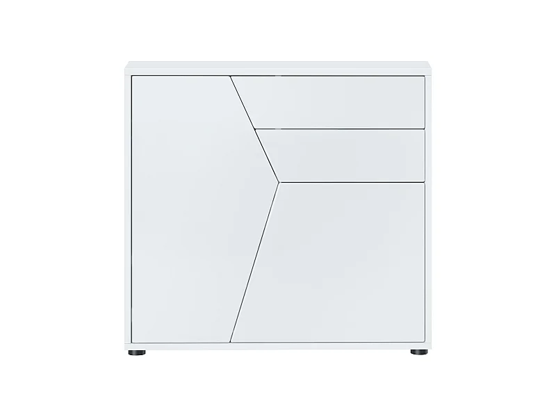 Buffet Benny, Commode avec 2 portes et 2 tiroirs, Blanc mat/Blanc mat (79 x 74 x 36 cm)