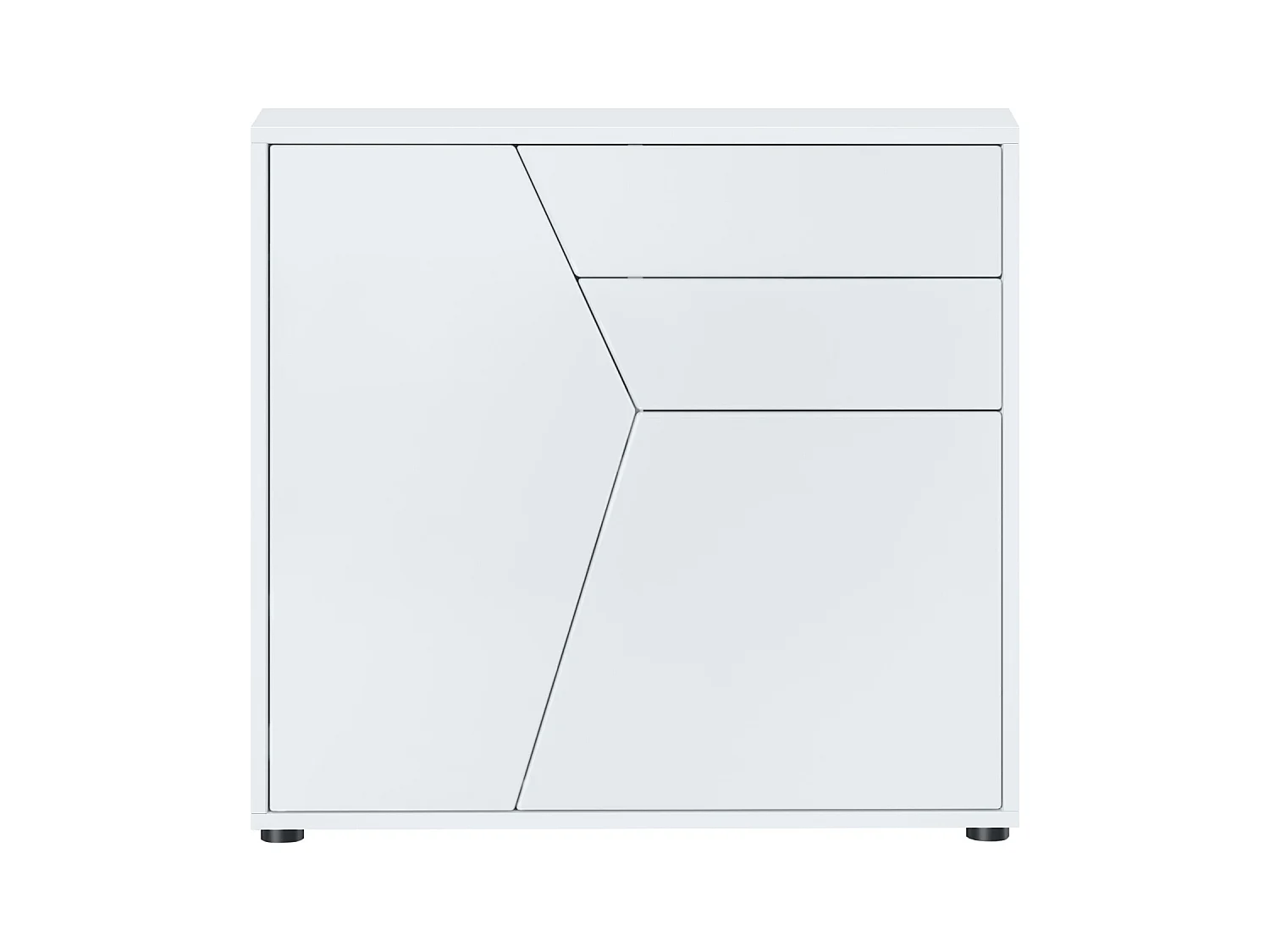Buffet Benny, Commode avec 2 portes et 2 tiroirs, Blanc mat/Blanc mat (79 x 74 x 36 cm)