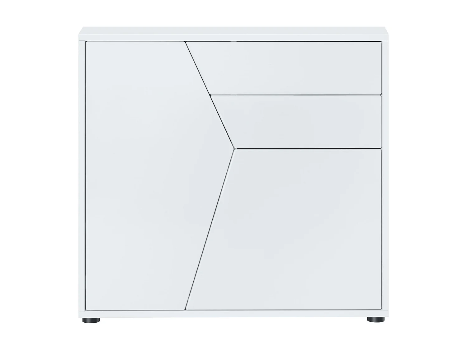 Credenza  Benny, mobile con 2 ante e 2 cassetti, bianco opaco/bianco opaco (79 x 74 x 36 cm)