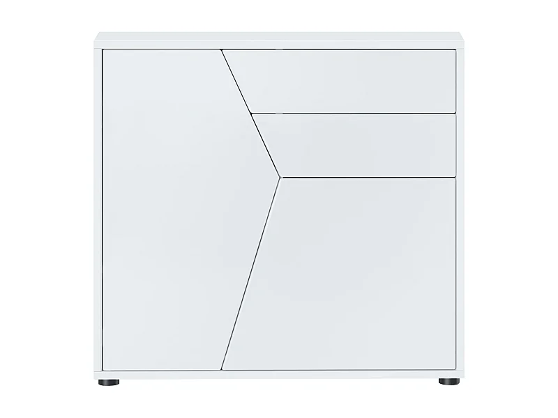 Credenza  Benny, mobile con 2 ante e 2 cassetti, bianco opaco/bianco opaco (79 x 74 x 36 cm)