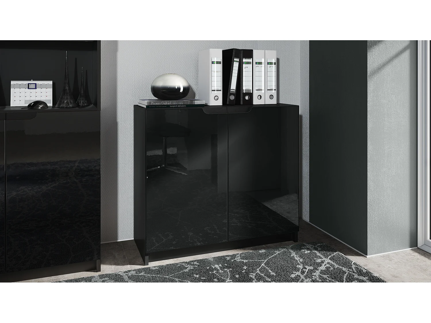 KOMMODE Logan Fronten in Schwarz Hochglanz