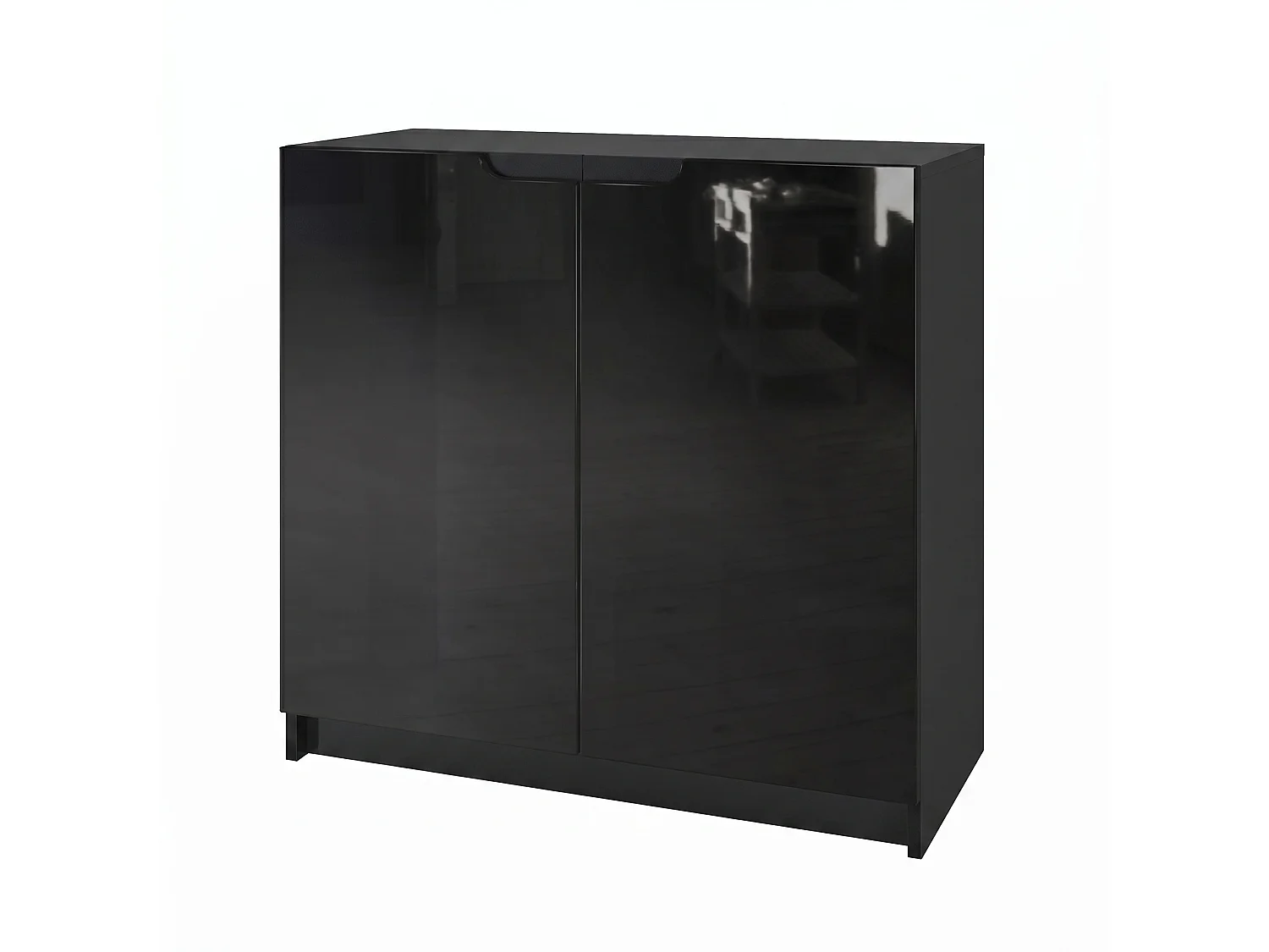 Madia Logan, mobile a 2 ante, nero opaco/nero lucido (82 x 78 x 37 cm)
